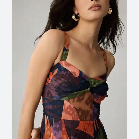 Anthropologie Hutch Printed Twist-Front Ruffle-Hem Dress - Picture 5 of 7